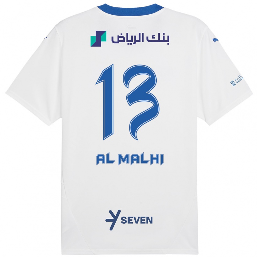 Kandiny Enfant Maillot Al Muhra Al-Malhi #13 Blanc Bleu Tenues Extérieur 2024/25 T-Shirt