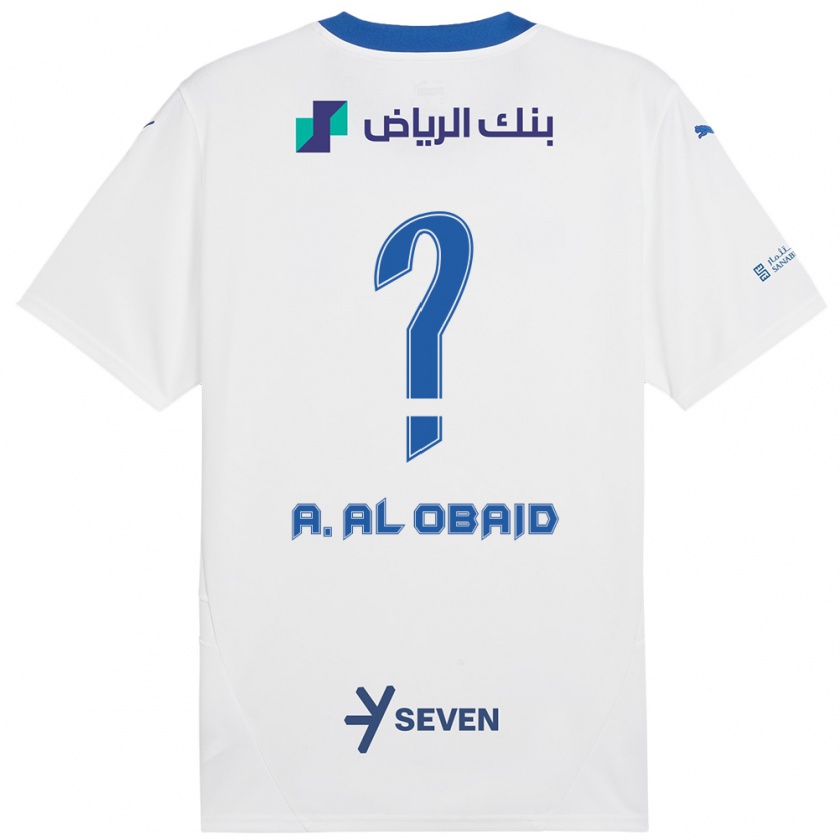 Kandiny Enfant Maillot Abdulrahman Al-Obaid #0 Blanc Bleu Tenues Extérieur 2024/25 T-Shirt