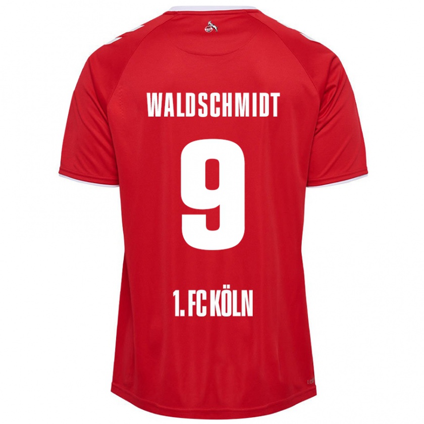 Kandiny Enfant Maillot Luca Waldschmidt #9 Rouge Blanc Tenues Extérieur 2024/25 T-Shirt