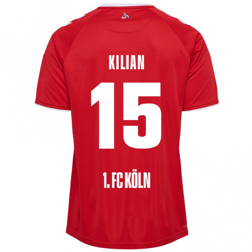 Kandiny Enfant Maillot Luca Kilian #15 Rouge Blanc Tenues Extérieur 2024/25 T-Shirt