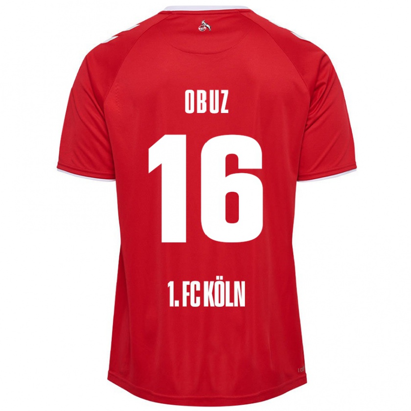 Kandiny Enfant Maillot Marvin Obuz #16 Rouge Blanc Tenues Extérieur 2024/25 T-Shirt