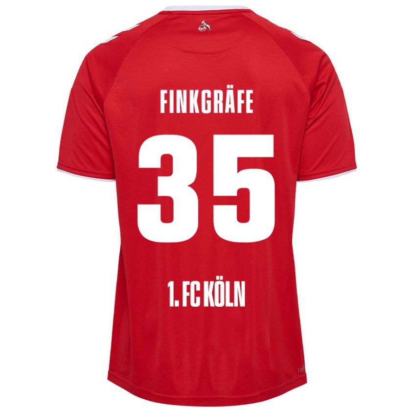 Kandiny Enfant Maillot Max Finkgräfe #35 Rouge Blanc Tenues Extérieur 2024/25 T-Shirt