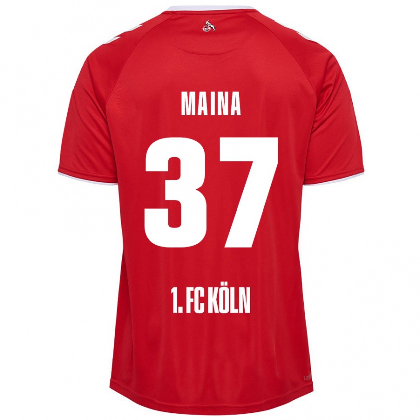 Kandiny Enfant Maillot Linton Maina #37 Rouge Blanc Tenues Extérieur 2024/25 T-Shirt