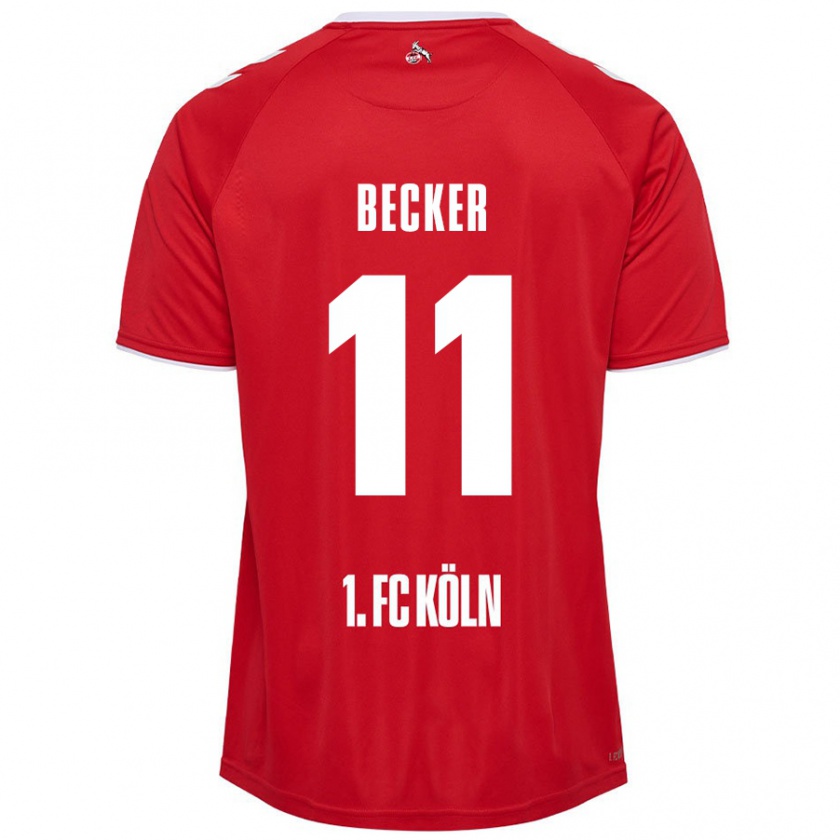 Kandiny Enfant Maillot Marlon Becker #11 Rouge Blanc Tenues Extérieur 2024/25 T-Shirt