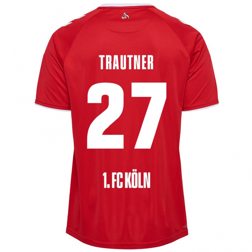 Kandiny Enfant Maillot Tobias Trautner #27 Rouge Blanc Tenues Extérieur 2024/25 T-Shirt