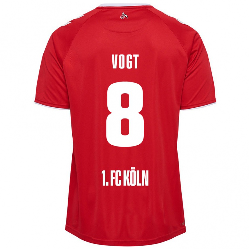 Kandiny Enfant Maillot Laura Vogt #8 Rouge Blanc Tenues Extérieur 2024/25 T-Shirt