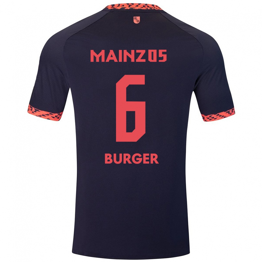 Kandiny Enfant Maillot Korbinian Burger #6 Bleu Corail Rouge Tenues Extérieur 2024/25 T-Shirt