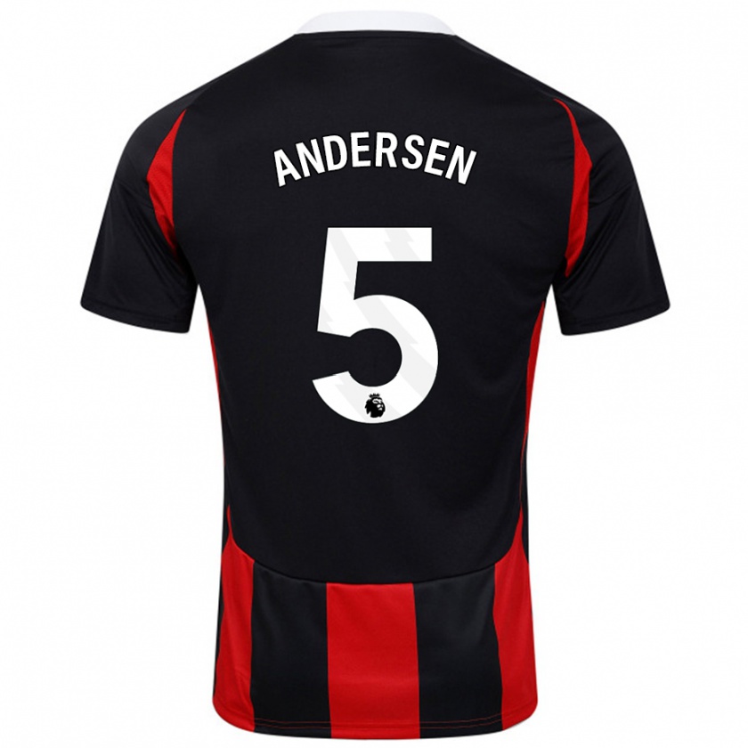 Kandiny Enfant Maillot Joachim Andersen #5 Noir Rouge Tenues Extérieur 2024/25 T-Shirt