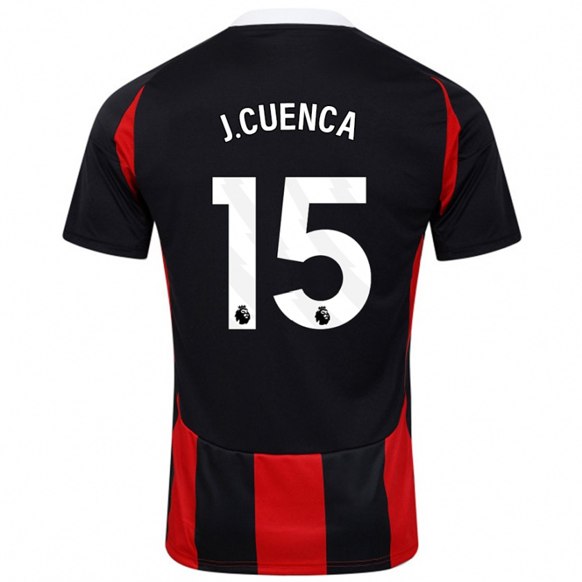 Kandiny Enfant Maillot Jorge Cuenca #15 Noir Rouge Tenues Extérieur 2024/25 T-Shirt