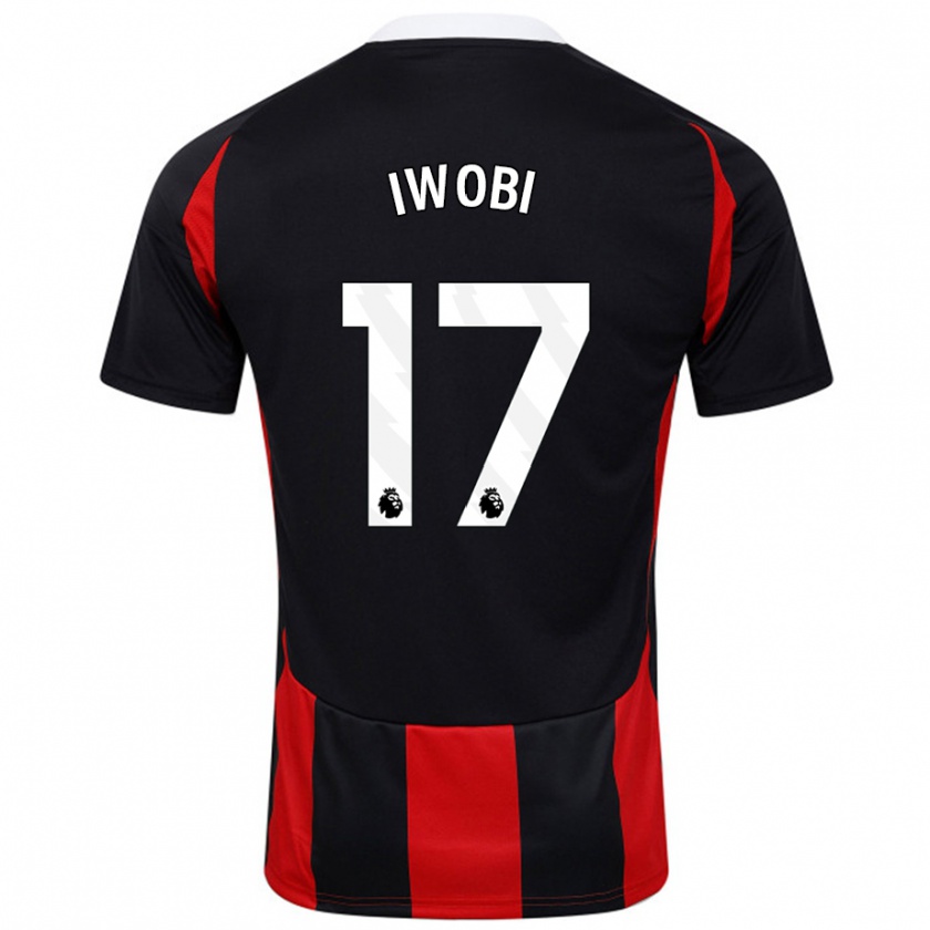 Kandiny Enfant Maillot Alex Iwobi #17 Noir Rouge Tenues Extérieur 2024/25 T-Shirt