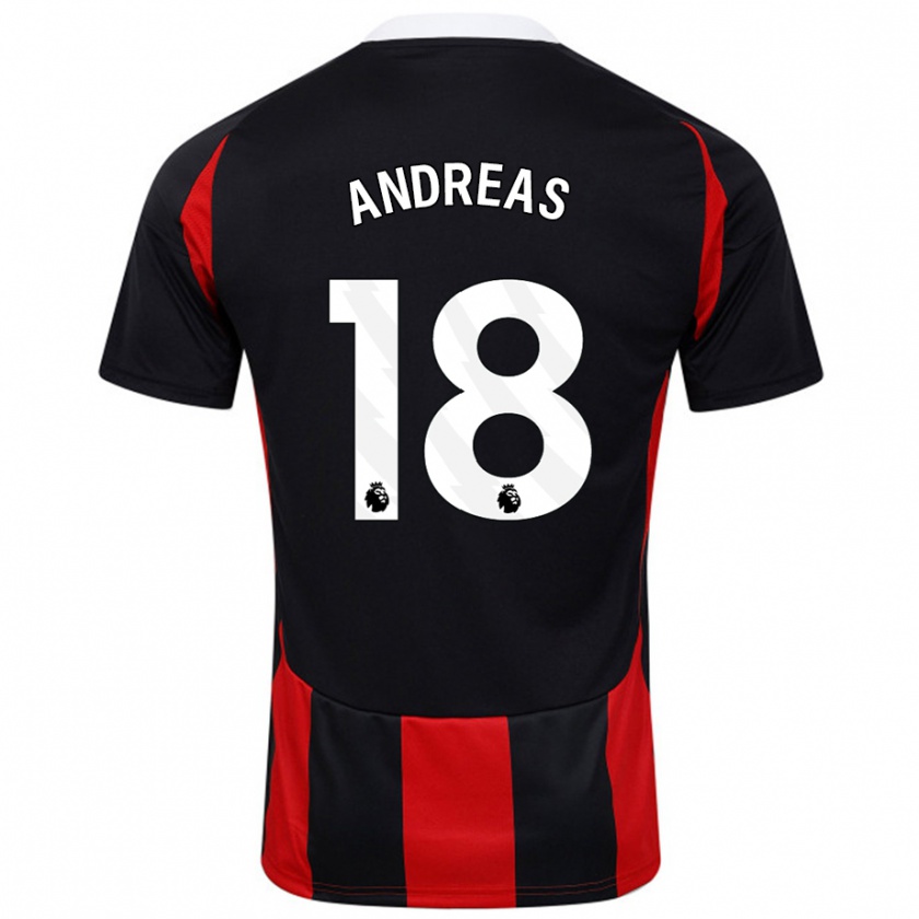 Kandiny Enfant Maillot Andreas Pereira #18 Noir Rouge Tenues Extérieur 2024/25 T-Shirt