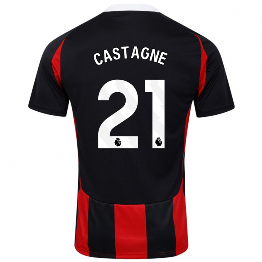 Kandiny Enfant Maillot Timothy Castagne #21 Noir Rouge Tenues Extérieur 2024/25 T-Shirt