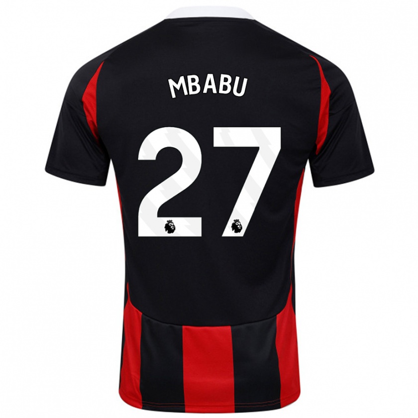 Kandiny Enfant Maillot Kevin Mbabu #27 Noir Rouge Tenues Extérieur 2024/25 T-Shirt