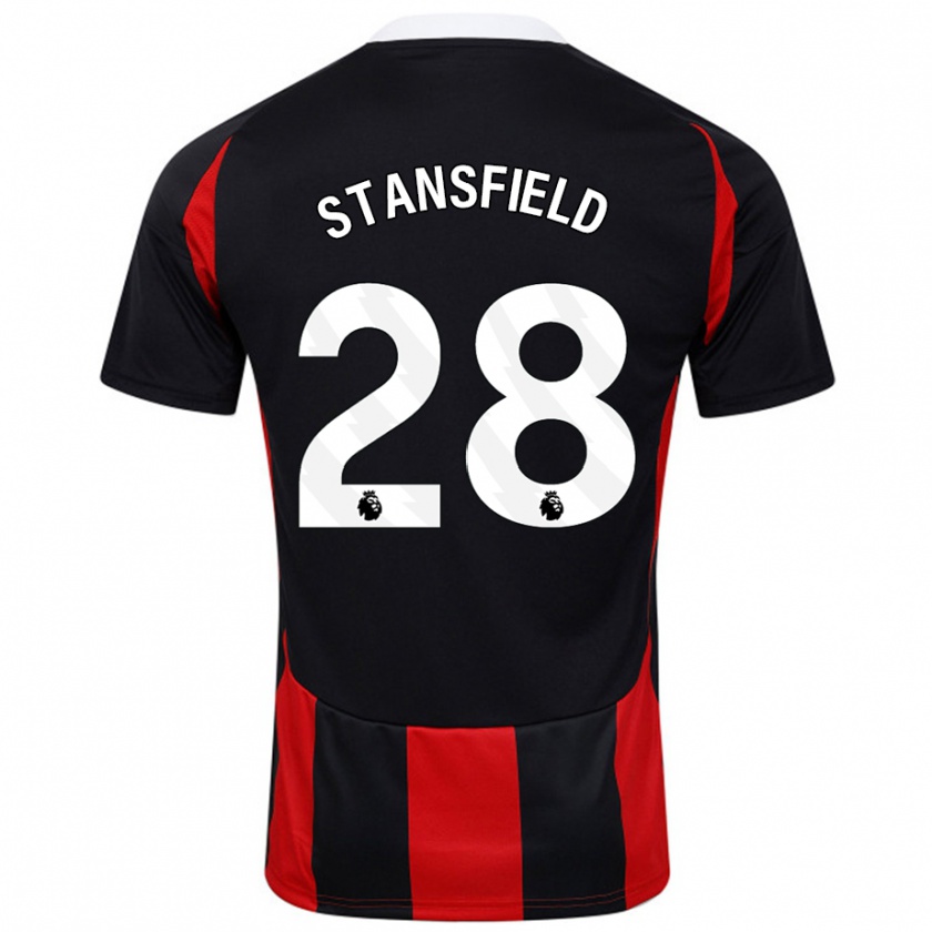 Kandiny Enfant Maillot Jay Stansfield #28 Noir Rouge Tenues Extérieur 2024/25 T-Shirt