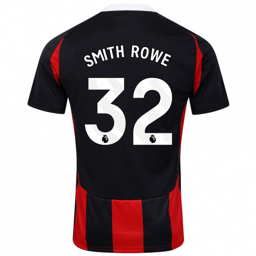 Kandiny Enfant Maillot Emile Smith Rowe #32 Noir Rouge Tenues Extérieur 2024/25 T-Shirt