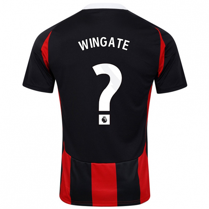 Kandiny Enfant Maillot Tom Wingate #0 Noir Rouge Tenues Extérieur 2024/25 T-Shirt