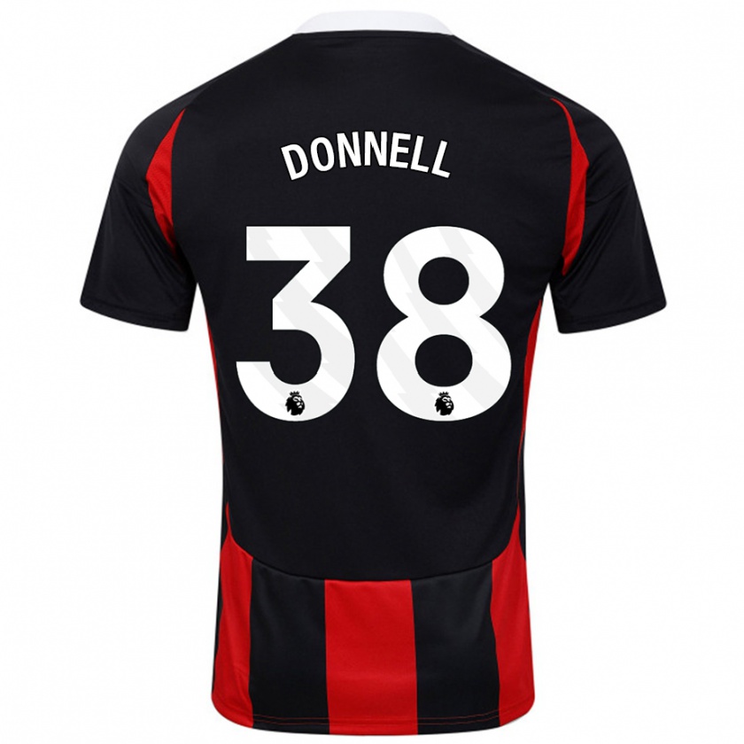 Kandiny Enfant Maillot Chris Donnell #38 Noir Rouge Tenues Extérieur 2024/25 T-Shirt