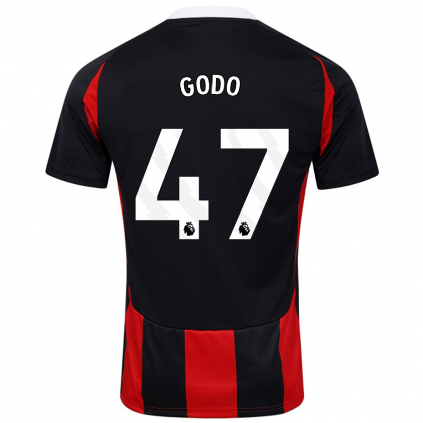 Kandiny Enfant Maillot Martial Godo #47 Noir Rouge Tenues Extérieur 2024/25 T-Shirt