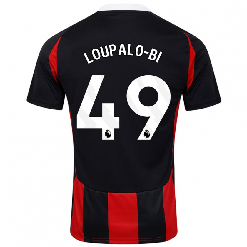 Kandiny Enfant Maillot Aaron Loupalo-Bi #49 Noir Rouge Tenues Extérieur 2024/25 T-Shirt