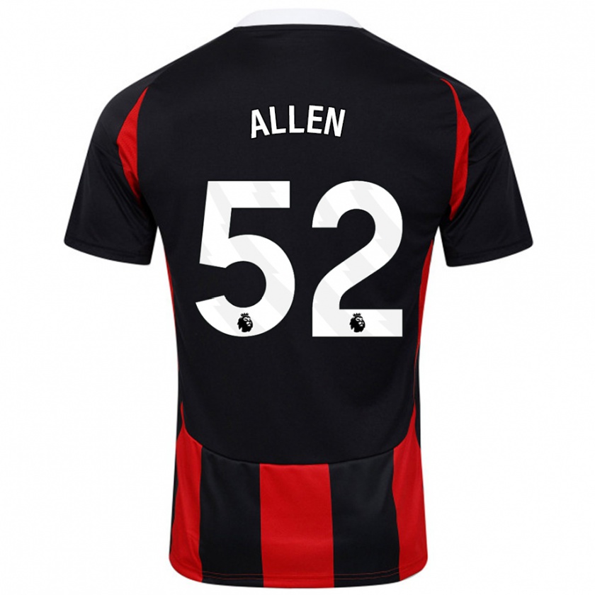 Kandiny Enfant Maillot Michael Allen #52 Noir Rouge Tenues Extérieur 2024/25 T-Shirt