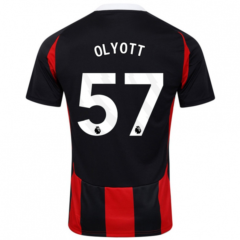 Kandiny Enfant Maillot Tom Olyott #57 Noir Rouge Tenues Extérieur 2024/25 T-Shirt