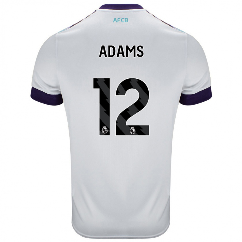 Kandiny Enfant Maillot Tyler Adams #12 Blanc Vert Violet Tenues Extérieur 2024/25 T-Shirt