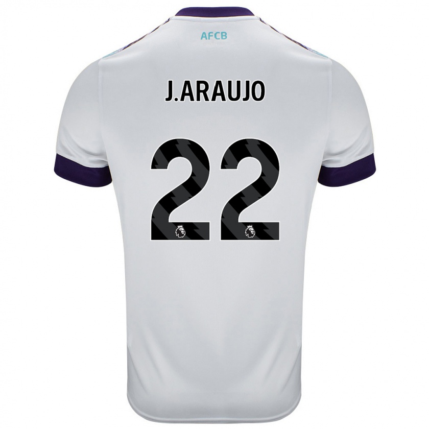 Kandiny Enfant Maillot Julián Araujo #28 Blanc Vert Violet Tenues Extérieur 2024/25 T-Shirt