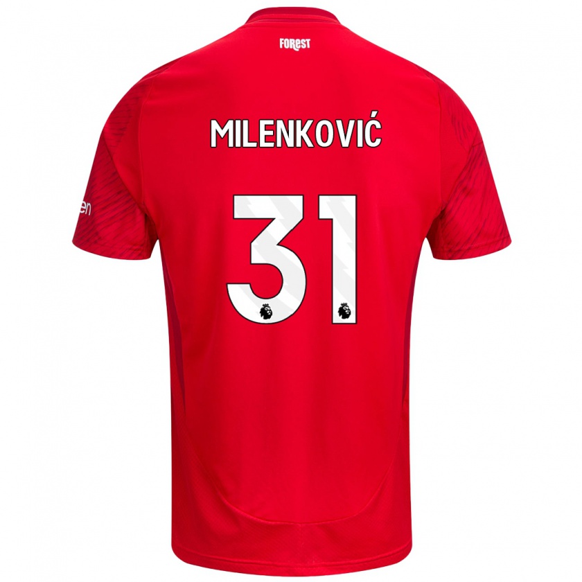 Kandiny Homme Maillot Nikola Milenković #31 Rouge Blanc Tenues Domicile 2024/25 T-Shirt