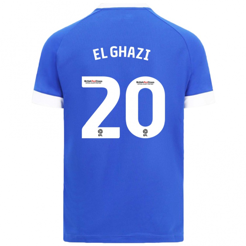 Kandiny Homme Maillot Anwar El Ghazi #20 Bleu Ciel Tenues Domicile 2024/25 T-Shirt