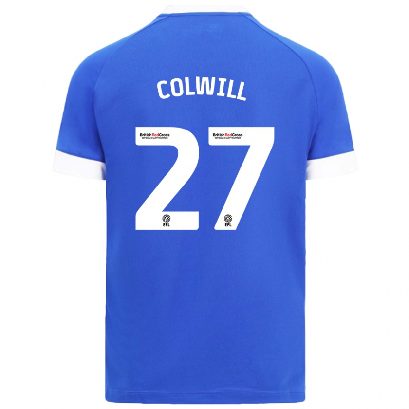 Kandiny Homme Maillot Rubin Colwill #27 Bleu Ciel Tenues Domicile 2024/25 T-Shirt