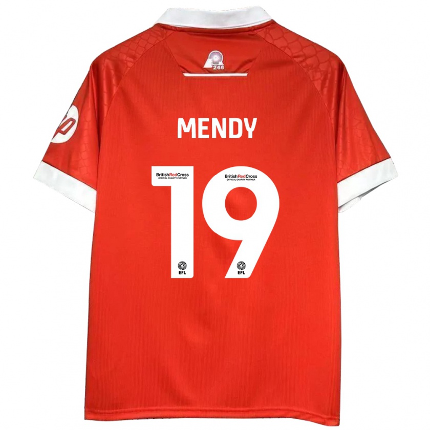 Kandiny Homme Maillot Jacob Mendy #19 Rouge Blanc Tenues Domicile 2024/25 T-Shirt