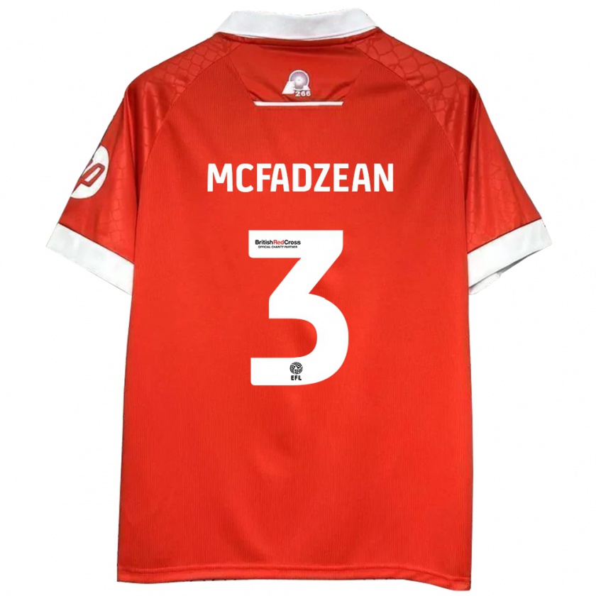 Kandiny Homme Maillot Callum Mcfadzean #3 Rouge Blanc Tenues Domicile 2024/25 T-Shirt