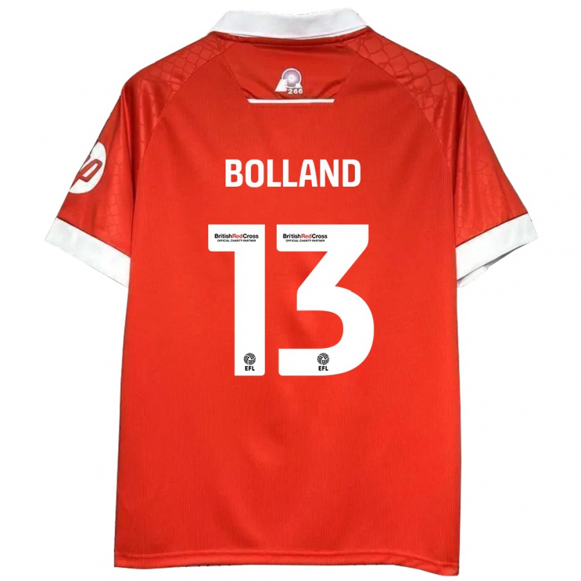 Kandiny Homme Maillot Charlotte Bolland #13 Rouge Blanc Tenues Domicile 2024/25 T-Shirt