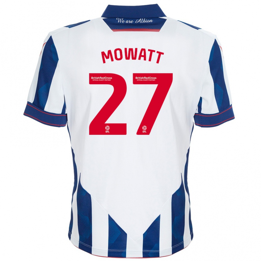 Kandiny Homme Maillot Alex Mowatt #27 Blanc Bleu Foncé Tenues Domicile 2024/25 T-Shirt