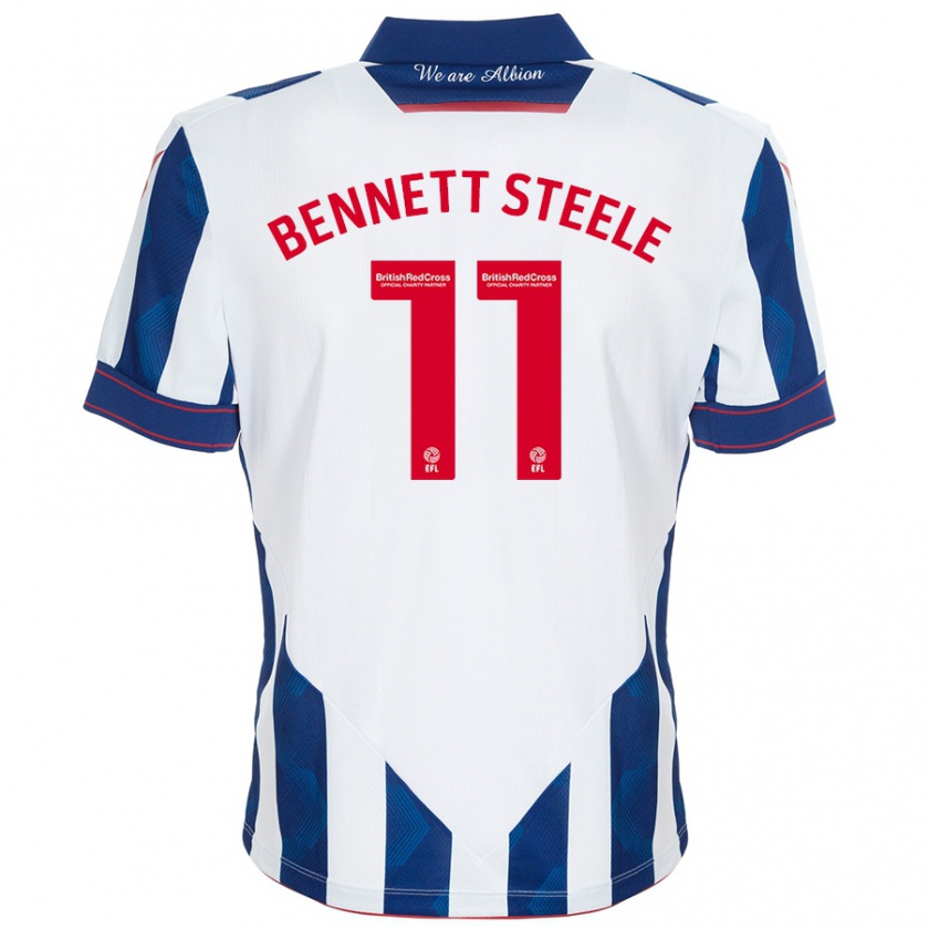 Kandiny Homme Maillot Lizzie Bennett-Steele #11 Blanc Bleu Foncé Tenues Domicile 2024/25 T-Shirt