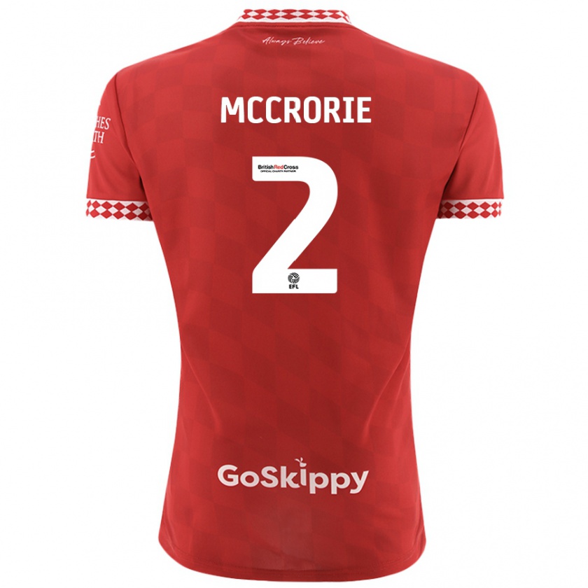 Kandiny Homme Maillot Ross Mccrorie #2 Rouge Tenues Domicile 2024/25 T-Shirt