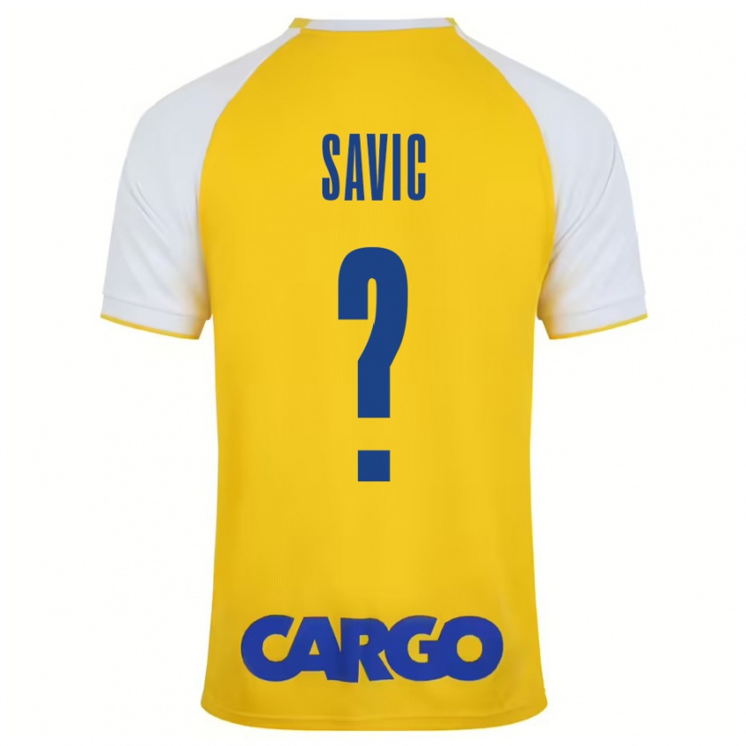 Kandiny Homme Maillot Rom Savic #0 Jaune Blanc Tenues Domicile 2024/25 T-Shirt