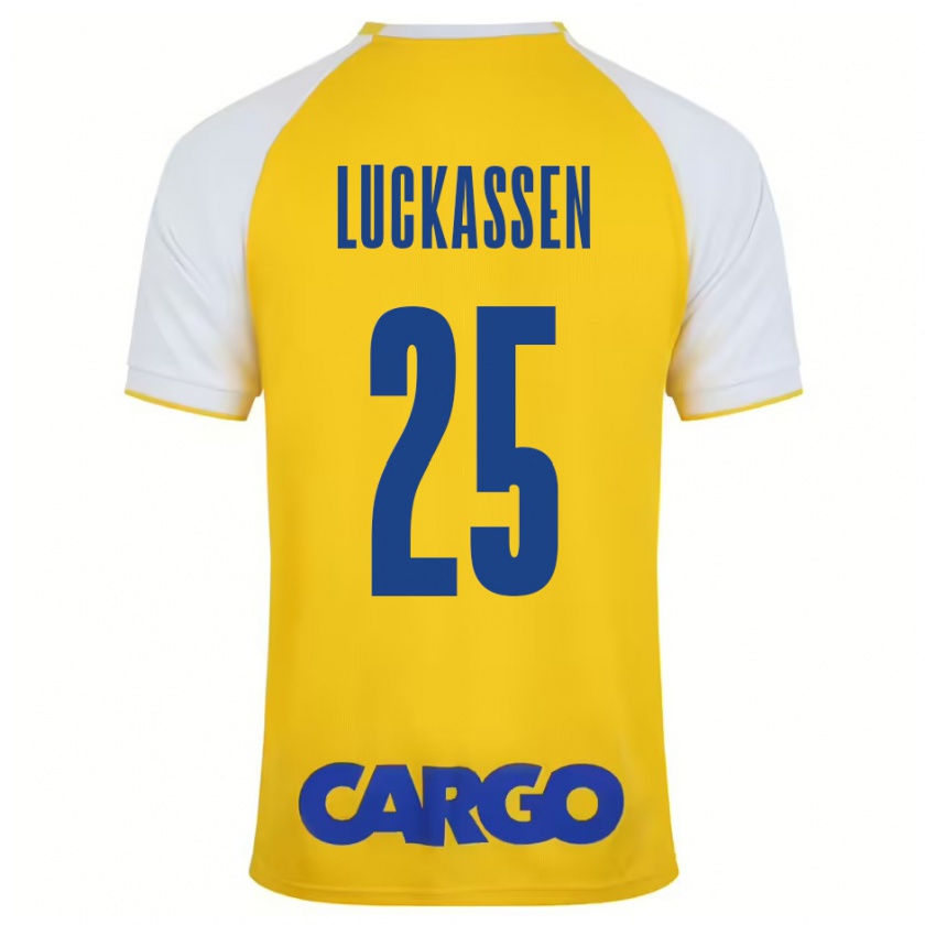 Kandiny Homme Maillot Derrick Luckassen #25 Jaune Blanc Tenues Domicile 2024/25 T-Shirt