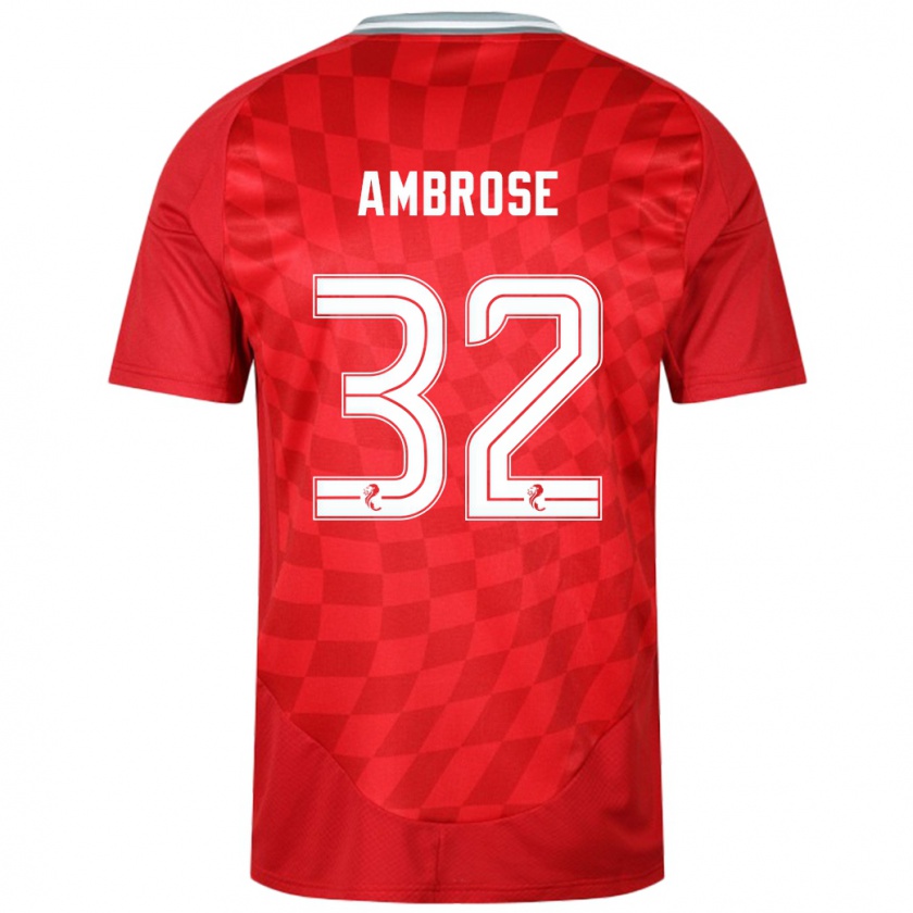 Kandiny Homme Maillot Peter Ambrose #32 Rouge Tenues Domicile 2024/25 T-Shirt