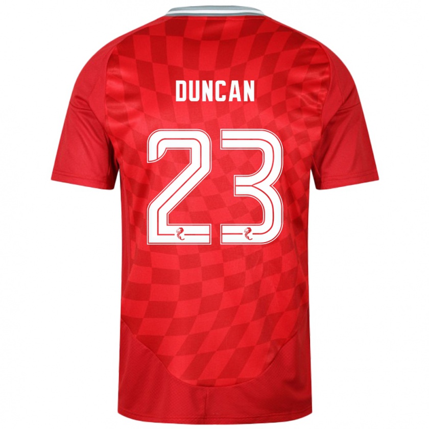 Kandiny Homme Maillot Ryan Duncan #23 Rouge Tenues Domicile 2024/25 T-Shirt