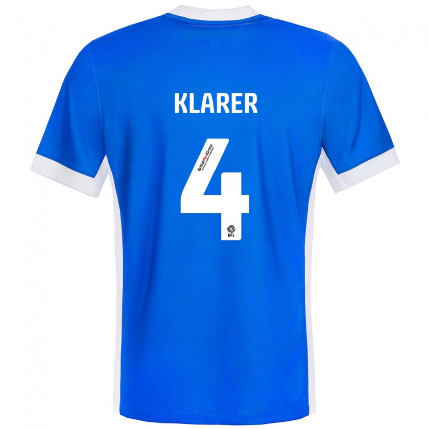 Kandiny Homme Maillot Christoph Klarer #4 Bleu Blanc Tenues Domicile 2024/25 T-Shirt