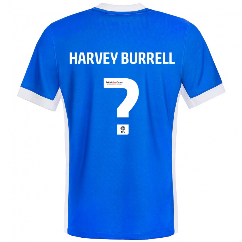 Kandiny Homme Maillot William Harvey Burrell #0 Bleu Blanc Tenues Domicile 2024/25 T-Shirt