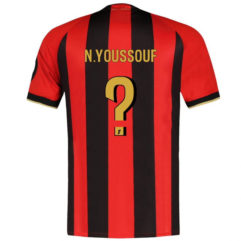 Kandiny Homme Maillot Naké Youssouf #0 Rouge Noir Tenues Domicile 2024/25 T-Shirt