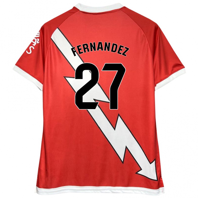 Kandiny Homme Maillot Pelayo Fernández #27 Blanc Rouge Tenues Domicile 2024/25 T-Shirt