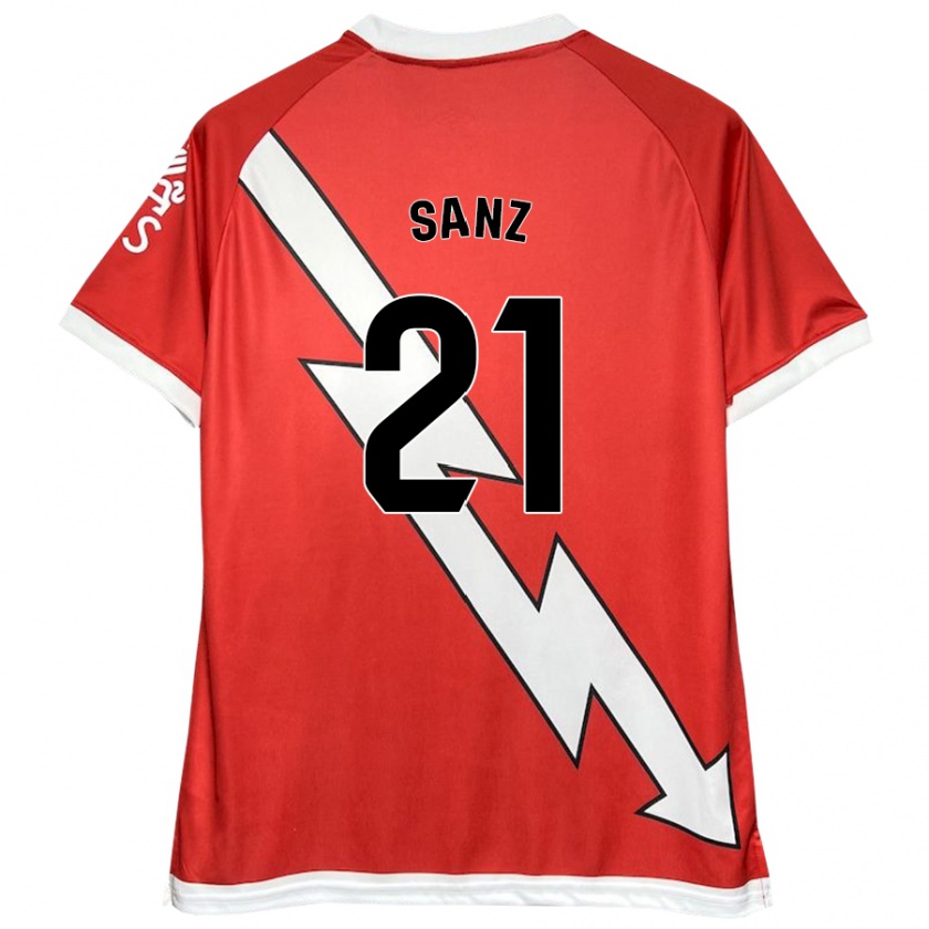 Kandiny Homme Maillot Luismi Sanz #21 Blanc Rouge Tenues Domicile 2024/25 T-Shirt