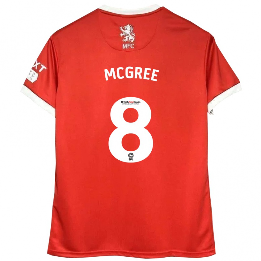 Kandiny Homme Maillot Riley Mcgree #8 Rouge Blanc Tenues Domicile 2024/25 T-Shirt