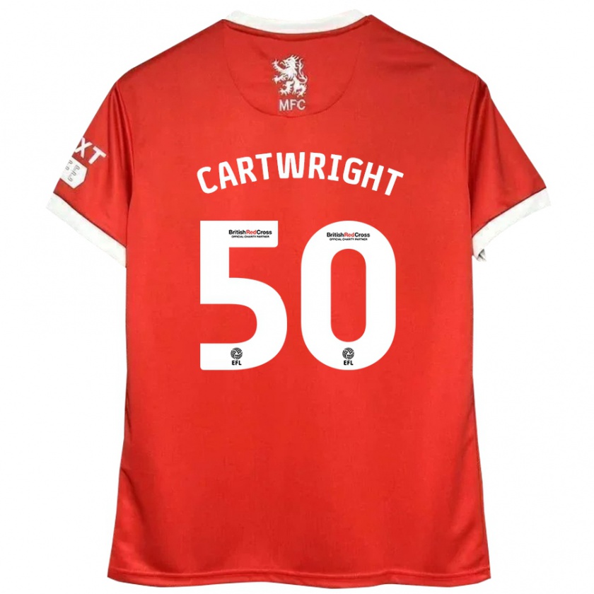 Kandiny Homme Maillot Fin Cartwright #50 Rouge Blanc Tenues Domicile 2024/25 T-Shirt