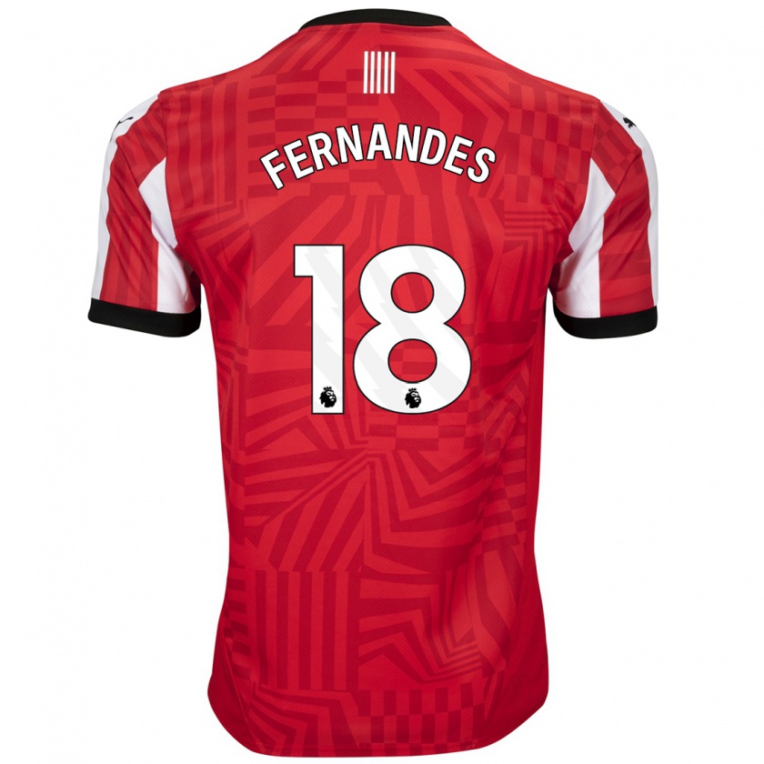 Kandiny Homme Maillot Mateus Fernandes #18 Rouge Blanc Tenues Domicile 2024/25 T-Shirt