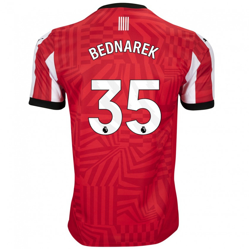 Kandiny Homme Maillot Jan Bednarek #35 Rouge Blanc Tenues Domicile 2024/25 T-Shirt