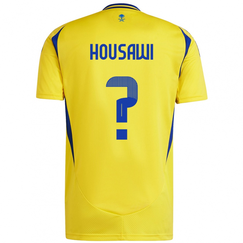 Kandiny Homme Maillot Asser Housawi #0 Jaune Bleu Tenues Domicile 2024/25 T-Shirt